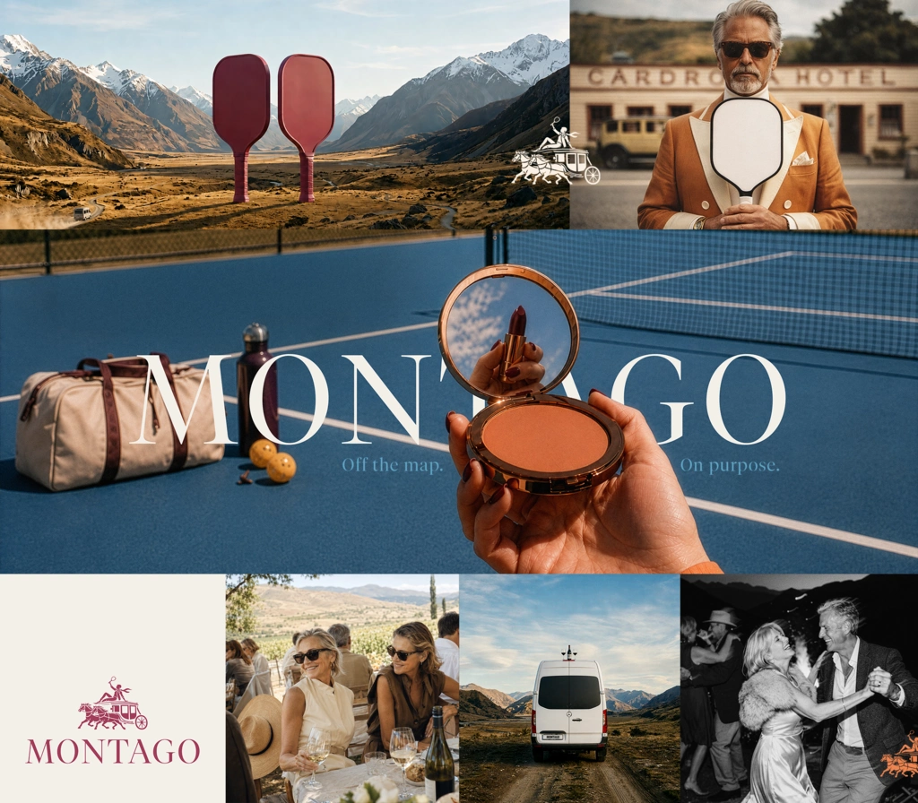 Montago luxury travel brand campaign collage.